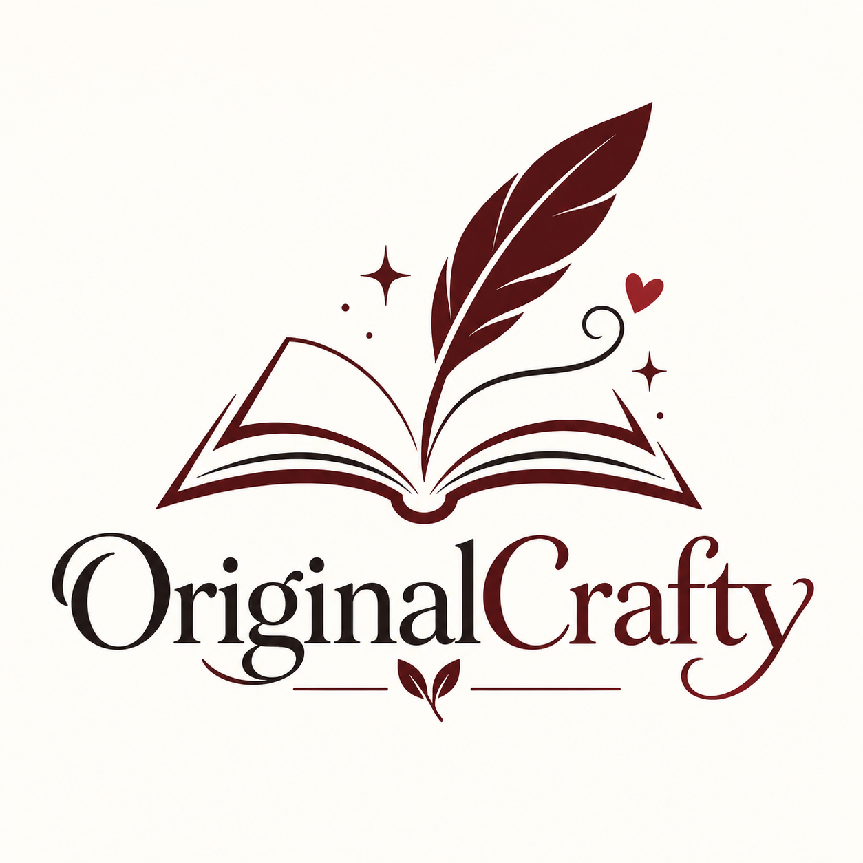OriginalCrafty open book and quill logo